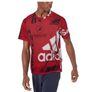 Adidas Climalite Red All Over Print Graphic T-Shirt Mens 2XL New NWT